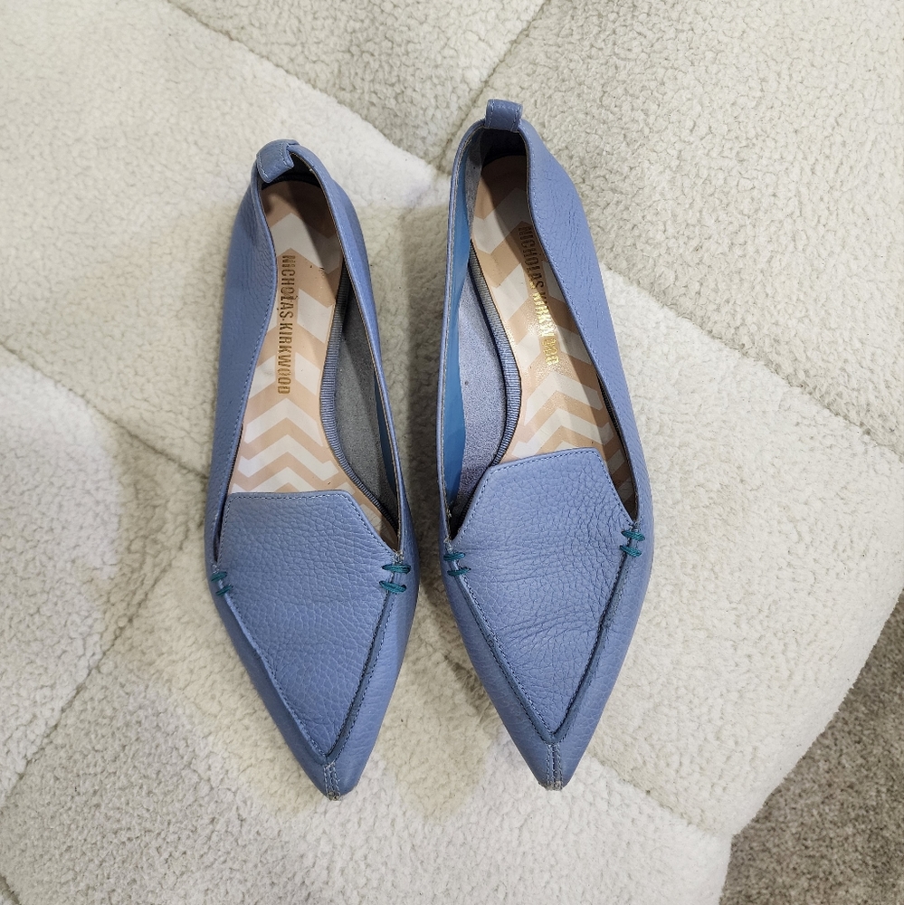 Nicholas Kirkwood Blue Leather Beya Loafers